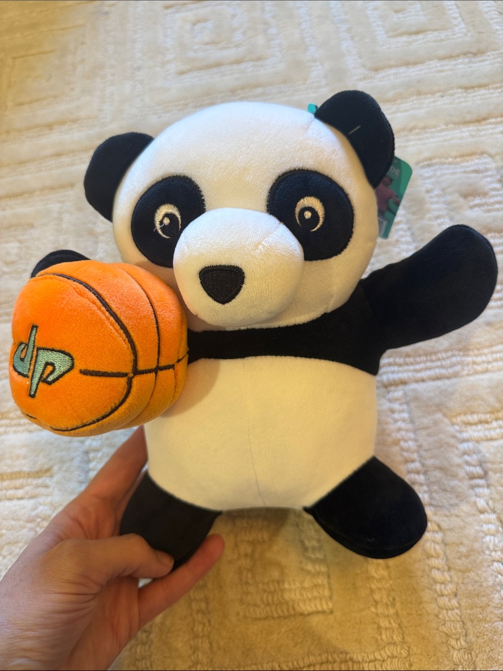 Plush Panda with Orange Basketball Plush Toy - Black & White
